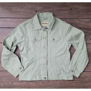 Women's Eddie Bauer Cotton Canvas Jean Button-up Jacket- Pale Green-Small